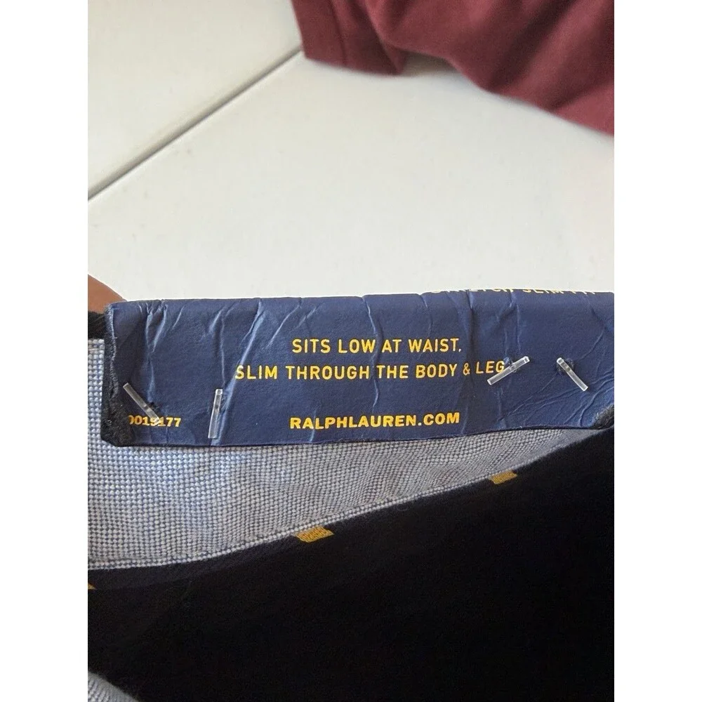 New Polo Ralph Lauren Chino Pants Mens 34x32 Black Stretch Slim Fit Flat Front